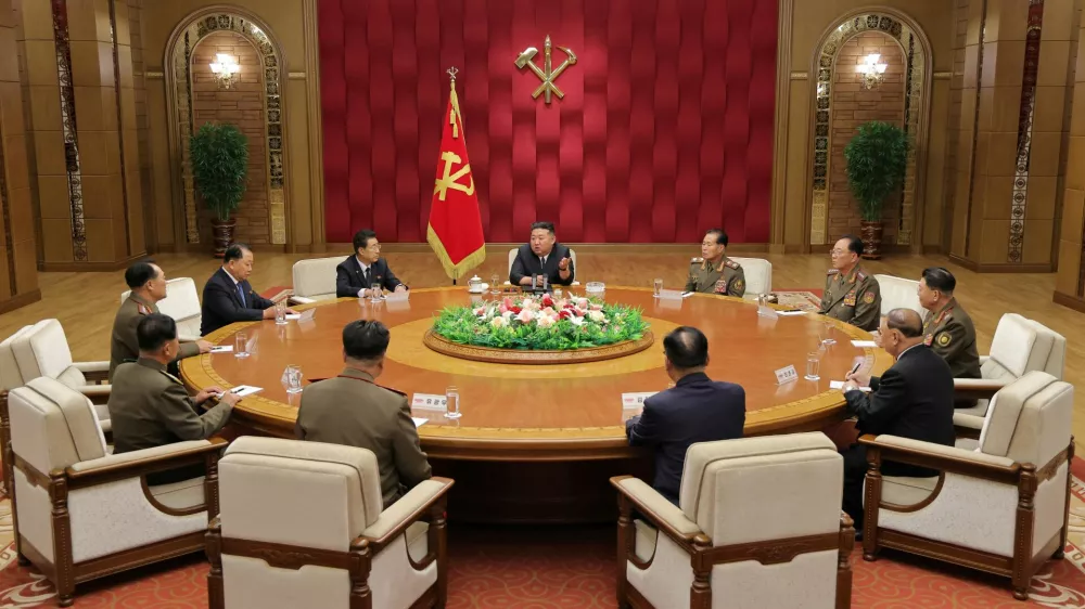 North Korean leader Kim Jong Un attends the 2nd Plenary Meeting of the 9th Central Military Commission of the Workers' Party of Korea, North Korea, August 29, 2026, in this photo released by North Korea's official Korean Central News Agency (KCNA). KCNA via REUTERS  KCNA via REUTERS  ATTENTION EDITORS - THIS IMAGE WAS PROVIDED BY A THIRD PARTY. REUTERS IS UNABLE TO INDEPENDENTLY VERIFY THIS IMAGE. NO THIRD PARTY SALES. SOUTH KOREA OUT. NO COMMERCIAL OR EDITORIAL SALES IN SOUTH KOREA.