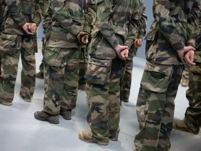 Aviators (Aviateurs, Air Force Students). Immersion day on the implementation of National Service within the Air and Space Force, at the CPOCAAE (Air Force Combatant Operational Preparation Centre) in at the BA115 Orange-Caritat Air Base in Orange, on December 5, 2025. The National Service (Service National) is compared to a voluntary military service.Immersion day on the implementation of National Service within the Air and Space Force - Orange, France - 05 Dec 2025,Image: 1056825987, License: Rights-managed, Restrictions:, Model Release: no 