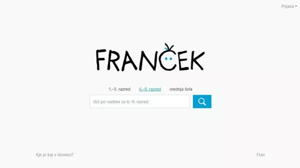naslovna stran portala Franček