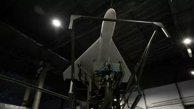 FILE PHOTO: A Polish-designed and made Shahed-type Hornet drone is placed on a launcher at the production facility in Sochaczew, Poland, July 9, 2026. REUTERS/Kuba Stezycki