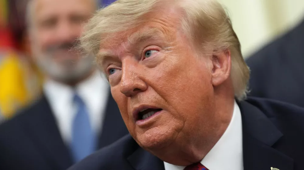 President Donald Trump speaks in the Oval Office of the White House, Monday, Aug. 31, 2026, in Washington. (AP Photo/Jacquelyn Martin)