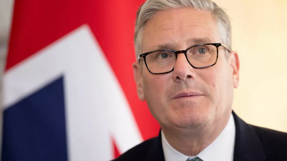 FILE PHOTO: Britain's Prime Minister Keir Starmer reacts during a meeting with Barbados' Prime Minister Mia Mottley (not pictured) at 10 Downing Street in London, Britain, June 25, 2026. BROOK MITCHELL/Pool via REUTERS/File Photo
