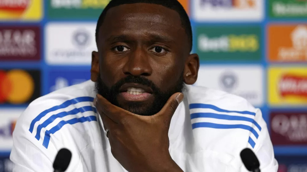 Soccer Football - UEFA Champions League - Real Madrid Press Conference - Etihad Stadium, Manchester, Britain - March 16, 2026 Real Madrid's Antonio Rudiger during press conference Action Images via Reuters/Jason Cairnduff