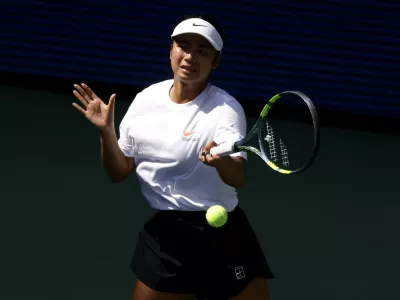 Alexandra Eala of the Philippines practices on Louis Armstrong Stadium at the 2026 US Open Tennis Championship at the USTA Billie Jean King National Tennis Center in New York City on Friday, August 28, 2026. Photo by /UPI,Image: 1129013114, License: Rights-managed, Restrictions:, Model Release: no 