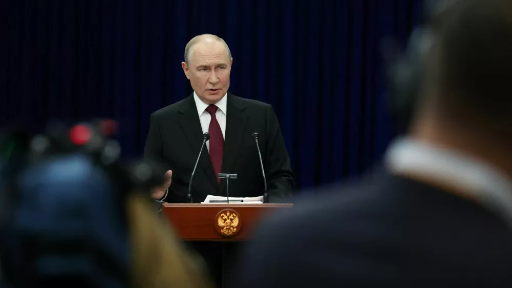 Russian President Vladimir Putin speaks during a press conference following the Shanghai Cooperation Organisation (SCO) summit in Bishkek, Kyrgyzstan September 2, 2026. Sputnik/Vyacheslav Prokofyev/Pool via REUTERS ATTENTION EDITORS - THIS IMAGE WAS PROVIDED BY A THIRD PARTY.