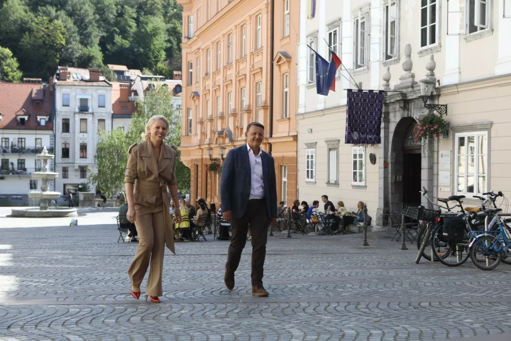 2.9.2026 - mag. Ur&scaron;ka Klakočar Zupančič in dr. Anton Rop - izjava za medije pred jesenskimi volitvamiFoto: Luka Cjuha