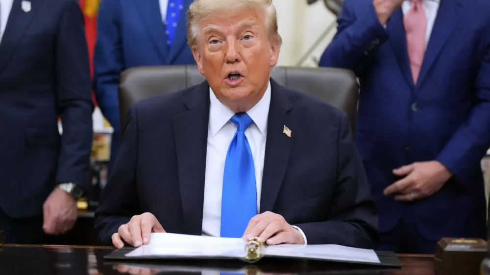 President Donald Trump speaks in the Oval Office of the White House during a meeting with travel executives, Wednesday, Sept. 2, 2026, in Washington. (AP Photo/Jacquelyn Martin)