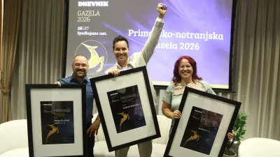 SPRINKLER SISTEMI CUDER, d. o. o. &ndash; Samo Cuder, KLANČAR ŽERJAVI, d. o. o. &ndash; Andrej Klančar, DATAPAN, d. o. o. &ndash; Tina Kragelj Rijavec, 3.9.2026 -- Gazela 2026 - Primorsko notranjska Gazela regijski izbor najbolj&scaron;ih najhitreje rastočih podjetij &ndash; razglasitev Primorsko notranjske gazele - Hotel Slovenija Portorož GazeleFoto: Luka Cjuha​
