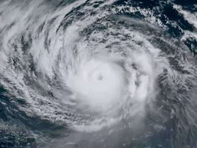 A satellite image shows Hurricane Karina as it swirls in the Pacific Ocean, August 31, 2026, in this frame from a time-lapse video. CSU/CIRA & NOAA/Handout via REUTERS  THIS IMAGE HAS BEEN SUPPLIED BY A THIRD PARTY. MANDATORY CREDIT. OVERLAY FROM SOURCE.