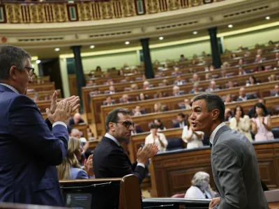 Spain's Prime Minister Pedro Sanchez reacts after speaking during a session to address the mass crossing of migrants into the enclave of Ceuta in late July, at the parliament in Madrid, Spain, September 3, 2026. REUTERS/Susana Vera