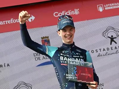03-09-2026 Vuelta A Espana Tappa 12 Vera - Calar Alto 2026, Bahrain Victorious Omrzel, Jakob Calar Alto,Image: 1130447978, License: Rights-managed, Restrictions: PUBLICATIONxNOTxINxITAxFRAxNED, Model Release: no 
