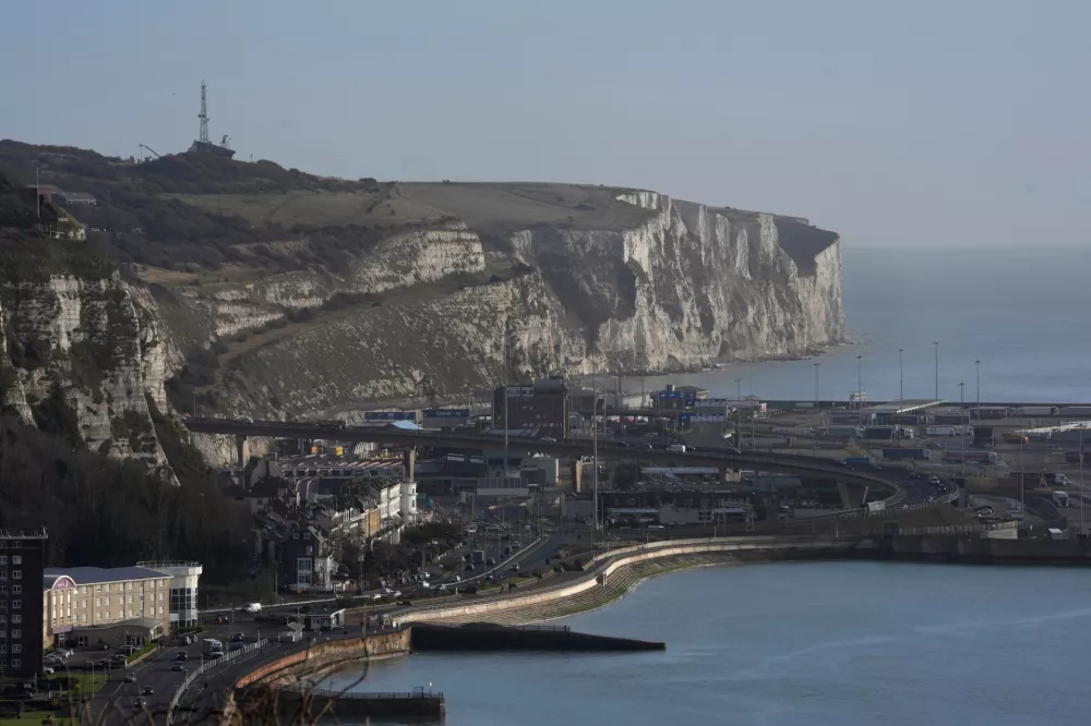 FILE - A general view of the port of Dover with the coastguard station, top left, in Dover, England, Feb. 26, 2025. (AP Photo/Kin Cheung, File)