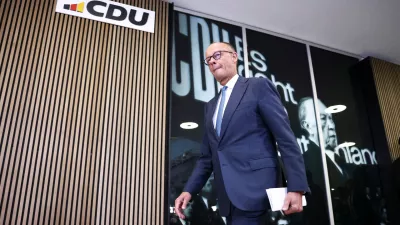German Chancellor and Christian Democratic Union (CDU) party leader Friedrich Merz arrives for a press conference, the day after the Saxony-Anhalt state elections, in Berlin, Germany, September 7, 2026. REUTERS/Nadja Wohlleben