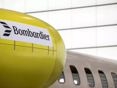 FILE PHOTO: Airplanes in production on the factory floor as Canadian business jet maker Bombardier holds an investor day at its plant in Mississauga, Ontario, Canada May 1, 2024. REUTERS/Carlos Osorio/File Photo
