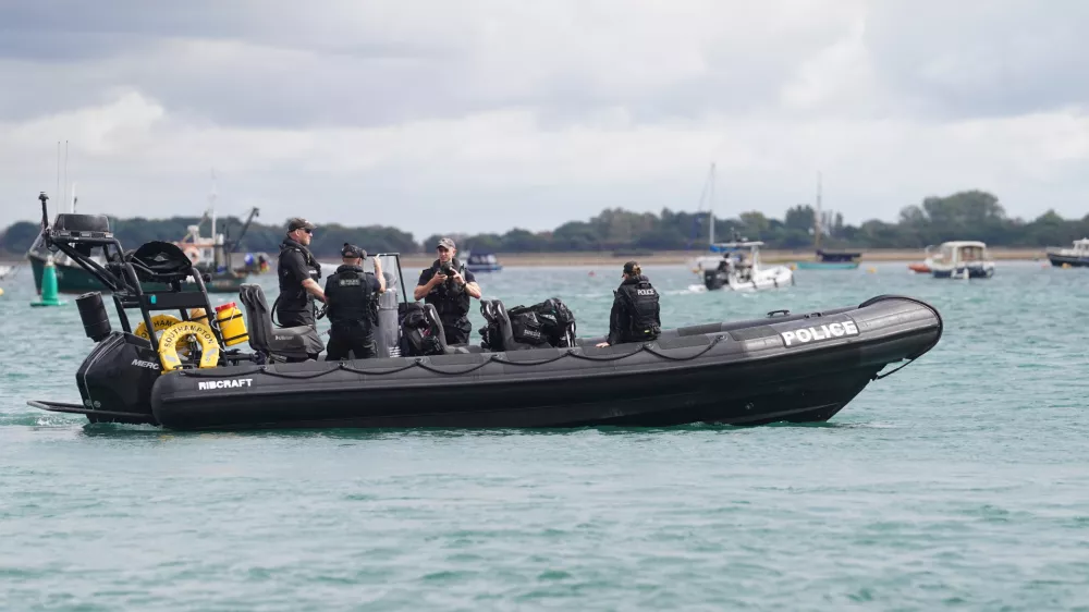 PA via ReutersPolice officers patrol on a Rib (rigid inflatable boat) off the coast of Eastney Beach in Portsmouth, following a protest last night after people thought to be migrants were brought into the harbour. Picture date: Monday September 7, 2026.No Use UK. No Use Ireland. No Use Belgium. No Use France. No Use Germany. No Use Japan. No Use China. No Use Norway. No Use Sweden. No Use Denmark. No Use Holland. No Use Australia.