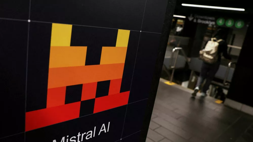 FILE PHOTO: An advertisement for Mistral AI, the French artificial intelligence company, is displayed inside the Grand Central subway station in New York City, U.S., May 21, 2026. REUTERS/Shannon Stapleton/File Photo