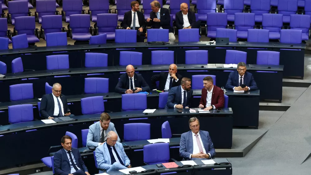 Members of the AfD parliamentary group attend the 2027 budget debate at the German lower house of parliament, Bundestag, in Berlin, Germany, September 8, 2026. REUTERS/Liesa Johannssen