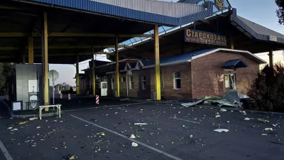 A Ukraine-Moldova border crossing сheck point Starokozache, damaged during a Russian drone strike, amid Russia's attack on Ukraine, in Odesa region, in this handout picture released September 9, 2026. Press service of the State Border Guard Service of Ukraine/Handout via REUTERS ATTENTION EDITORS - THIS IMAGE HAS BEEN SUPPLIED BY A THIRD PARTY. DO NOT OBSCURE LOGO.