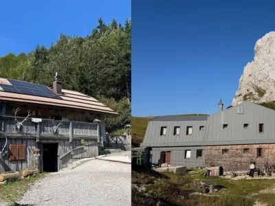 Koča na Ljubelju naj planinska koča 2026 in Kamni&scaron;ka koča na Kamni&scaron;kem sedlu naj visokogorska planinska koča 2026. (foto arhiv planinskih koč)