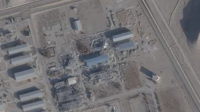 FILE PHOTO: A satellite image taken on February 1, 2026, shows a new roof over a previously destroyed building at Isfahan nuclear site, Iran.  2026 PLANET LABS PBC/Handout via REUTERS THIS IMAGE HAS BEEN SUPPLIED BY A THIRD PARTY. MANDATORY CREDIT./File Photo
