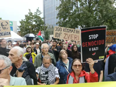 9.9.2026 - Protest - NE GENOCIDNEMU VELEPOSLANI&Scaron;TVU&laquo; proti odprtju izraelskega veleposlani&scaron;tva v Ljubljani.Foto: Luka Cjuha