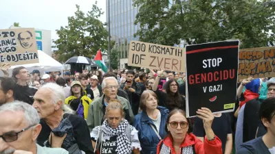 9.9.2026 - Protest - NE GENOCIDNEMU VELEPOSLANIŠTVU« proti odprtju izraelskega veleposlaništva v Ljubljani.Foto: Luka Cjuha