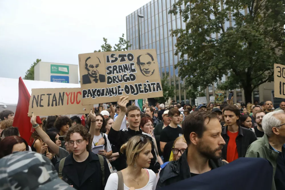 9.9.2026 - Protest - NE GENOCIDNEMU VELEPOSLANI&Scaron;TVU&laquo; proti odprtju izraelskega veleposlani&scaron;tva v Ljubljani.Foto: Luka Cjuha