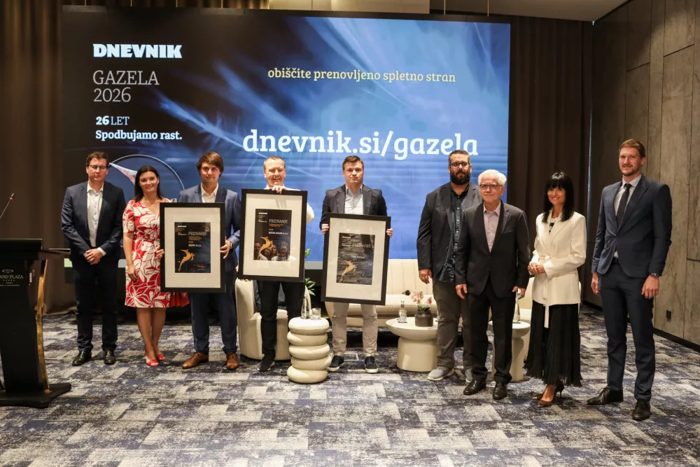 - Bo&scaron;tjan Koritnik, podžupan MOL,Tatjana Tanackovič, direktorica Dnevnik Mediji d.o.o., - Tomaž Lah, Nektar Natura, - Kristjan Slana, Inopol d.o.o.- Domen Dražnik, Flint si d.o.o.- Stipe Grubi&scaron;ič, Dnevnik mediji d.o.o.,- Bogomir Stra&scaron;ek, predsednik sveta Gazela, - 09.09.2026. Regijski izbor Gazela 2026 za Osrednjo Slovenijov Hotelu Plaza v Ljubljani.
