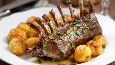 Grilled Rack of Lamb chops with potatoes