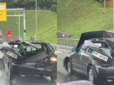 Razbit audi gorenjska avtocesta