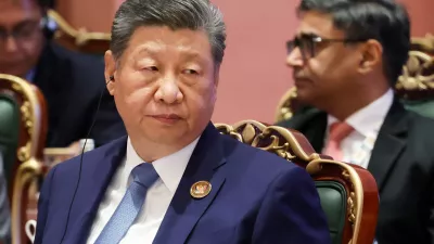 Chinese President Xi Jinping attends the BRICS Summit in New Delhi, India, Saturday, Sept. 12, 2026. (Alexander Kazakov, Sputnik, Kremlin/Pool Photo via AP)