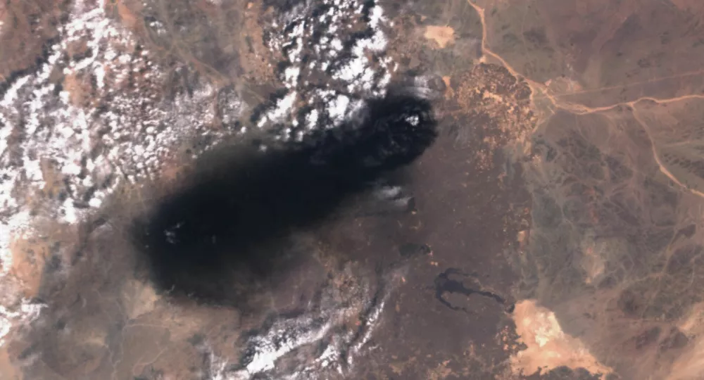 A satellite image shows black smoke rising from an area of Saudi Arabia's East-West oil pipeline south of Medina, Hejaz Region, Saudi Arabia September 10, 2026. European Union/Copernicus Sentinel-3/Handout via REUTERS  THIS IMAGE HAS BEEN SUPPLIED BY A THIRD PARTY. MANDATORY CREDIT. NO RESALES. NO ARCHIVES. VERIFICATION: - NASA FIRMS detected thermal activity at area of East-West oil pipeline south of Medina on September 10 - Multiple publicly available maps, including Open Infrastructure Map, show East-West oil pipeline in that area - Archive satellite imagery from February 2026 shows oil infrastructure in the area where black smoke was emanating - There was no confirmation from Saudi Arabia of an incident in the area - Saudi Arabia's government media office and Aramco did not immediately reply to requests for comment on smoke being visible in satellite imagery from September 10