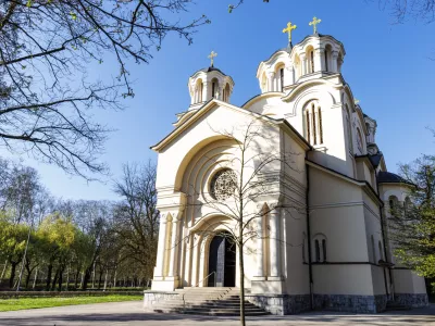 Exterior of the Serbian Orthodox church in Ljubljana, Slovenia, Europe
