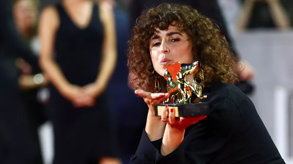 May el-Toukhy, winner of the Golden Lion Award for Best Film for the movie "Woman Unknown", poses during the closing ceremony of the 83rd Venice International Film Festival, Italy, September 12, 2026. REUTERS/Yves Herman