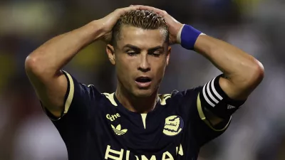 Soccer Football - Saudi Pro League - Al Khaleej v Al Nassr - Prince Mohammed bin Fahd Stadium, Dammam, Saudi Arabia - September 12, 2026 Al Nassr's Cristiano Ronaldo reacts REUTERS/Hamad I Mohammed