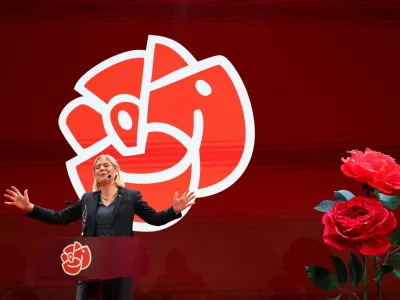 Leader of the opposition and the Swedish Social Democratic Party Magdalena Andersson speaks as the general election's voting results are released in Stockholm, Sweden, September 13, 2026. REUTERS/Denis Balibouse