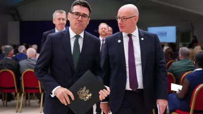 LONDON, ENGLAND - AUGUST 21: Prime Minister Andy Burnham and Scottish First Minister John Swinney leave after the first National Day for Victims and Survivors of Terrorism memorial event at Lancaster House on August 21, 2026 in London, England.  Carl Court/Pool via REUTERS