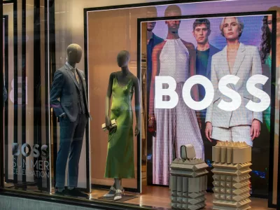 FILE PHOTO: A window display is seen at the Boss store in London, Britain, May 30,2024. REUTERS/Chris J. Ratcliffe/File Photo