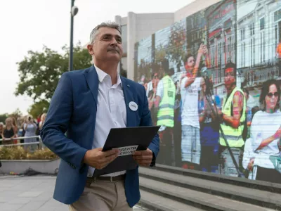 Professor Dr Ilija Srdanovic attends a student election rally in Novi Sad, Vojvodina, Serbia, on September 10, 2026. The event marked the start of the students' election campaign.First Opposition Rally In Support Of Students In Novi Sad, Serbia - 10 Sep 2026,Image: 1133274511, License: Rights-managed, Restrictions:, Model Release: no 