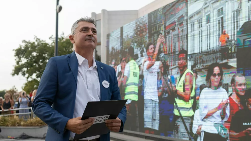 Professor Dr Ilija Srdanovic attends a student election rally in Novi Sad, Vojvodina, Serbia, on September 10, 2026. The event marked the start of the students' election campaign.First Opposition Rally In Support Of Students In Novi Sad, Serbia - 10 Sep 2026,Image: 1133274511, License: Rights-managed, Restrictions:, Model Release: no 