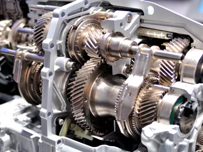 Cross section of a car gearbox.