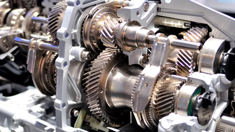 Cross section of a car gearbox.