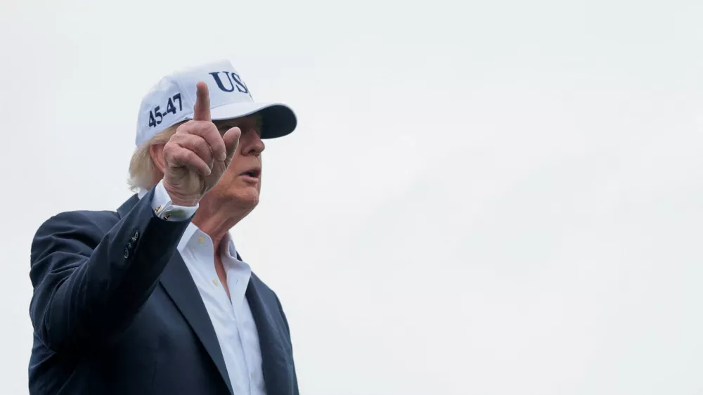 U.S. President Donald Trump attends the Amgen Irish Open at Trump International Golf Links in Doonbeg, Ireland, September 13, 2026. REUTERS/Kylie Cooper