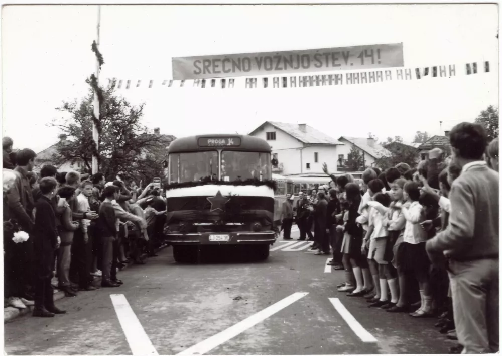 Prva vožnja avtobusov po progi 14, september 1968