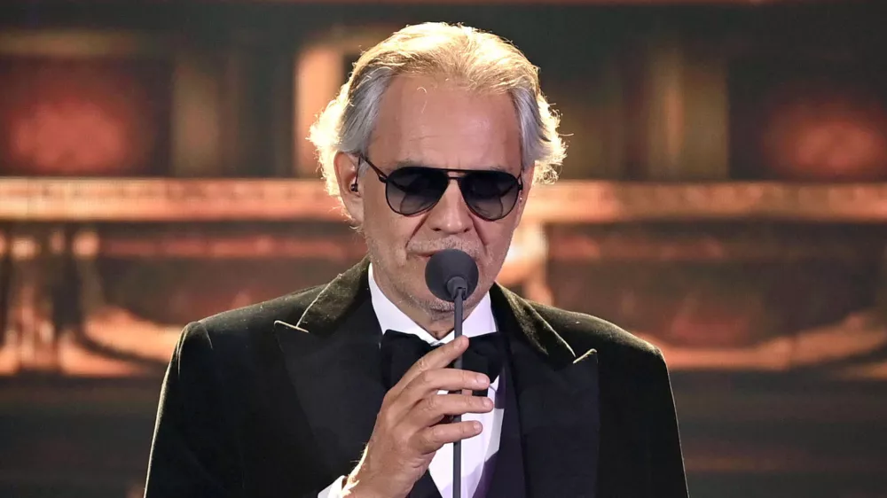 FILED - 05 December 2020, Berlin: Italian opera singer Andrea Bocelli preforms on stage during the ZDF gala "A Heart for Children". Photo: Britta Pedersen/dpa-Zentralbild/pool/dpa