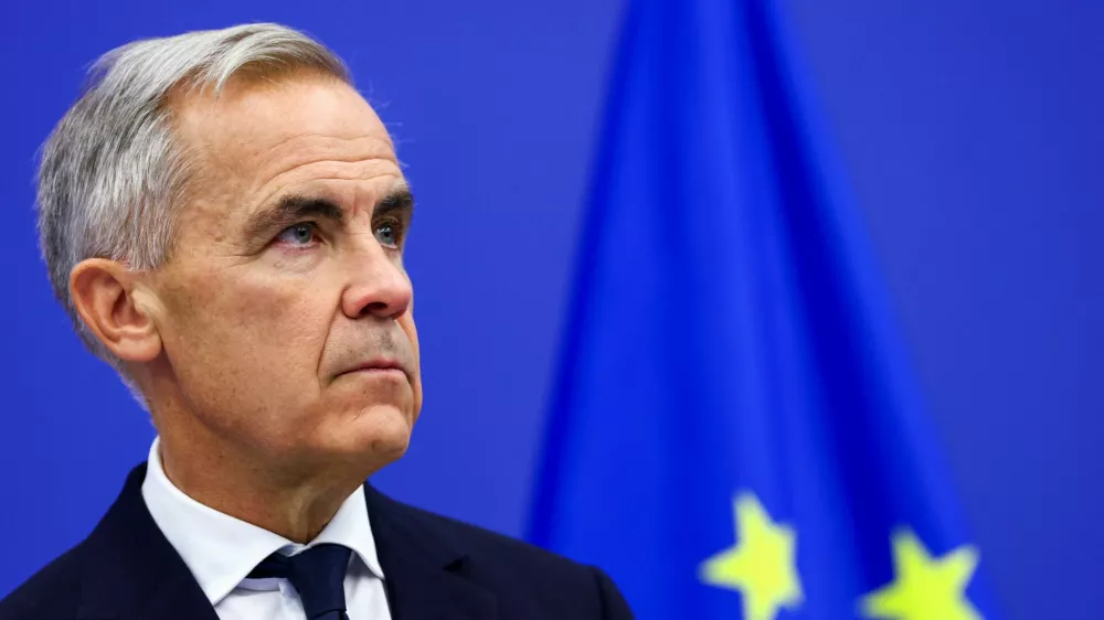 Canadian Prime Minister Mark Carney holds a joint press conference with European Parliament President Roberta Metsola (not pictured) after his address at the European Parliament in Strasbourg, France, September 17, 2026. REUTERS/Yves Herman