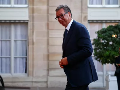Serbian President Aleksandar Vucic arrives for the International Space Summit dinner at the Elysee Palace in Paris, France, September 9, 2026. REUTERS/Sarah Meyssonnier