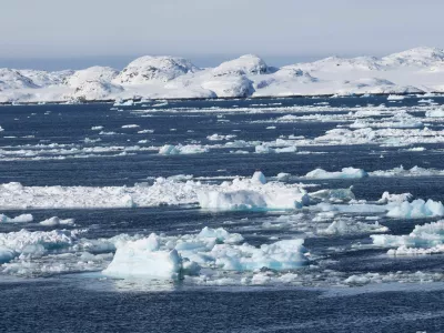 FILE PHOTO: A view of ice floating in the fjord of Nuuk, Greenland, March 30, 2025. REUTERS/Leonhard Foeger/File Photo
