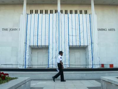 The exterior of the John F. Kennedy Memorial Center for the Performing Arts, a day after the Kennedy Center board voted to close the center for repairs, in Washington, D.C., U.S., September 16, 2026. REUTERS/Aaron Schwartz