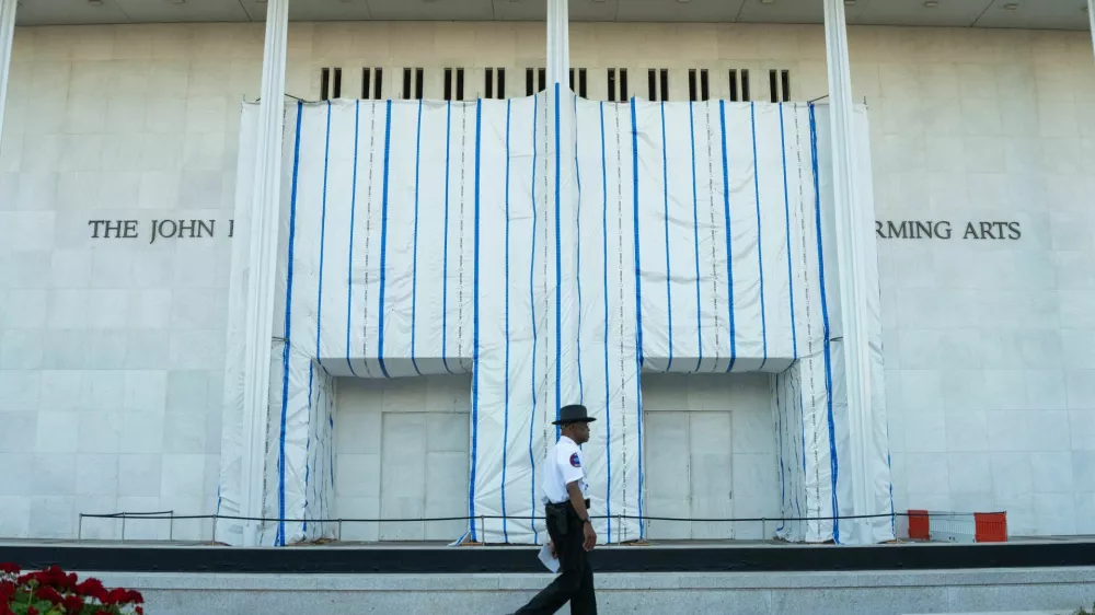The exterior of the John F. Kennedy Memorial Center for the Performing Arts, a day after the Kennedy Center board voted to close the center for repairs, in Washington, D.C., U.S., September 16, 2026. REUTERS/Aaron Schwartz